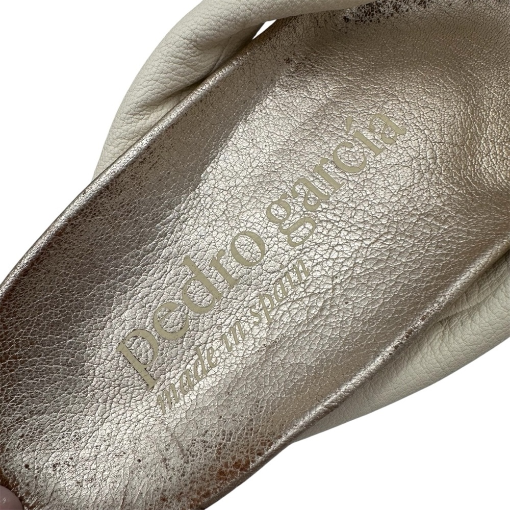 Pedro Garcia Anita "Onsen" Gold and Cream Leather Thong Sandals Size EU39/US9 - Picture 9 of 11